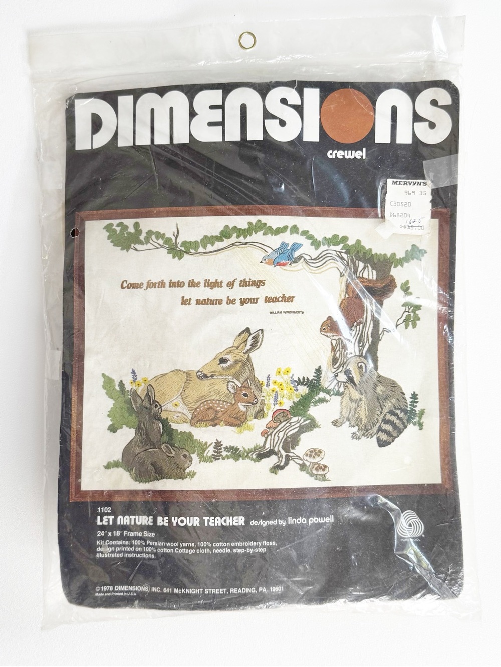 Vintage Dimensions Crewel Embroidery Kit Let Nature Be Your Teacher -Linda Powel